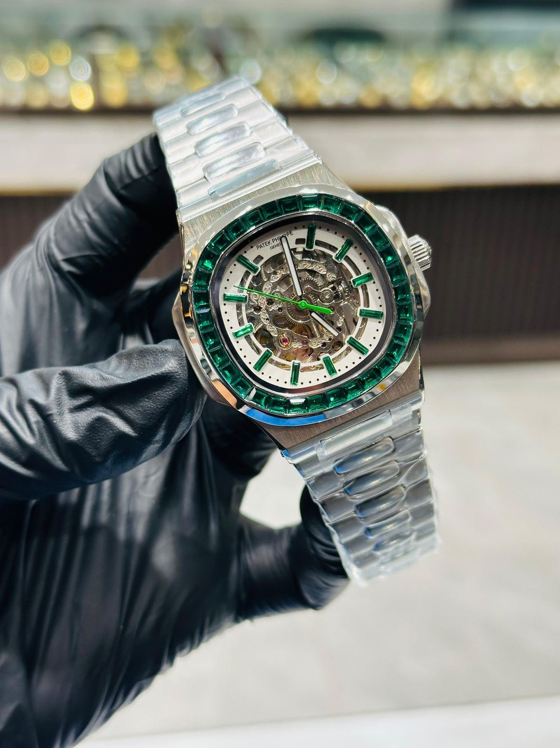 Patek Philippe Skeleton Ring Stone Master Grade Quality Automatic 1 Year Warranty Sapphire Glass Stainless Steel