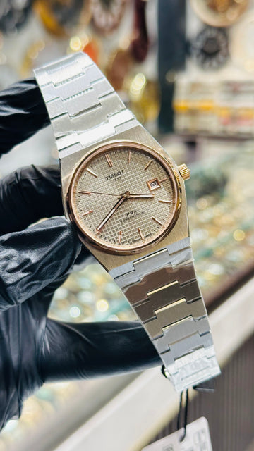 Tissot Prx Rose Gold Silver Master Grade Automatic Sapphire Glass Stainless Steel 1 Year Warranty