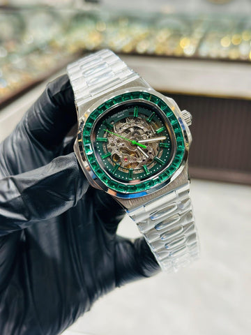 Patek Philippe Skeleton Ring Stone Master Grade Quality Automatic 1 Year Warranty Sapphire Glass Stainless Steel